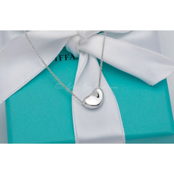 Tiffany & Co. Bean Necklace Elsa Peretti11mm Pendant in Silver on a 16" Chain - Picture 6 of 7